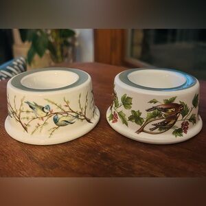 Portmeirion “Birds Of Britain” Tealight Holders, Set of 2 “Rare”